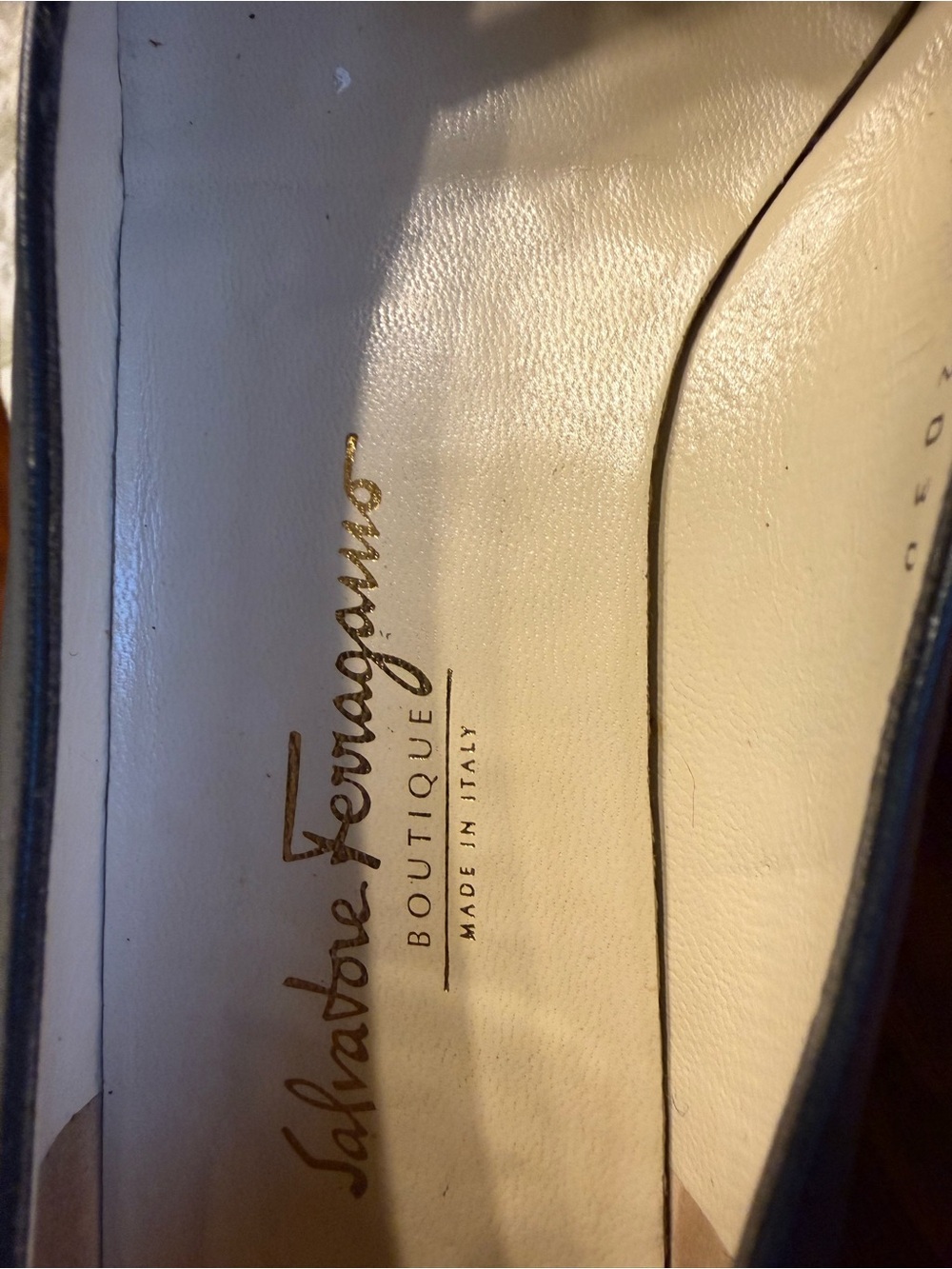 Salvatore Ferragamo Navy Leather Ballet Low Heel with Crisscross Straps - Picture 5 of 14